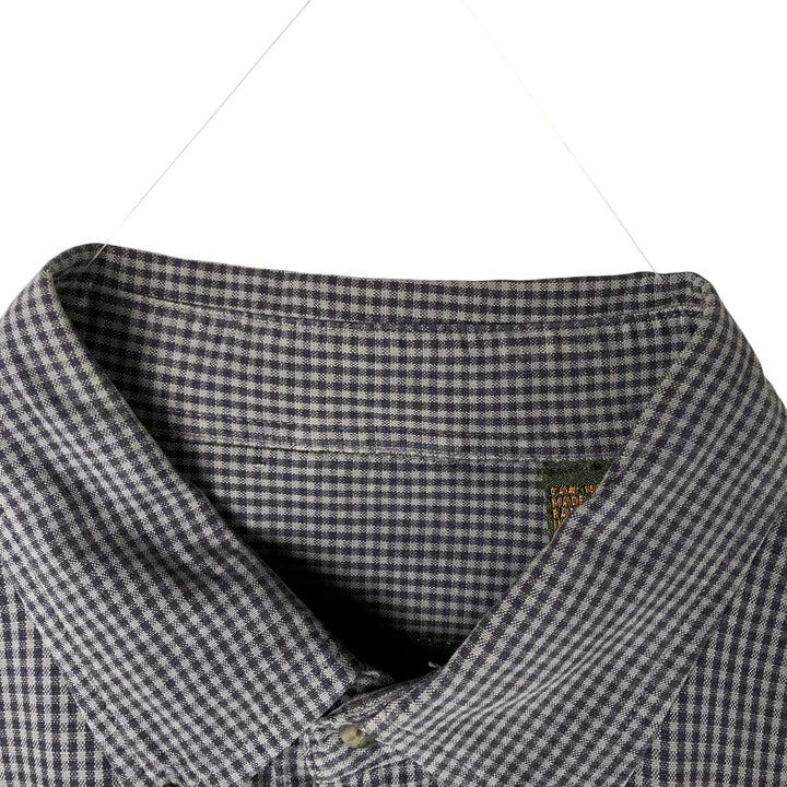 Vintage 90s-00'S Timberland long-sleeved button-down check shirt, men's size L cotton navy blue type Vintage Second Hand