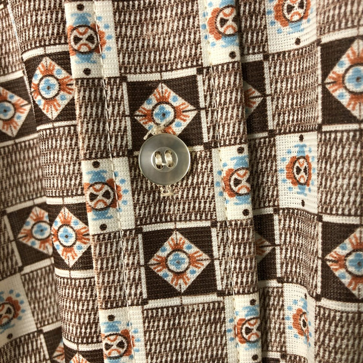Vintage 1970'S Kmart all-over print long-sleeved shirt, size L, men's Triacetate brown type Vintage Second Hand