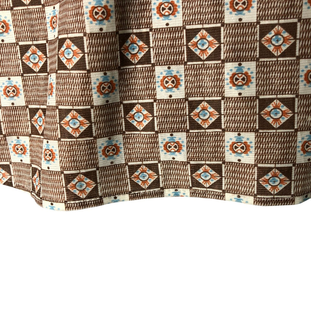 Vintage 1970'S Kmart all-over print long-sleeved shirt, size L, men's Triacetate brown type Vintage Second Hand