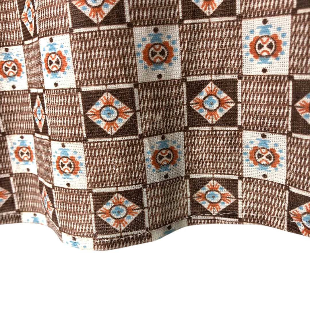 Vintage 1970'S Kmart all-over print long-sleeved shirt, size L, men's Triacetate brown type Vintage Second Hand