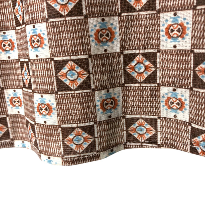 Vintage 1970'S Kmart all-over print long-sleeved shirt, size L, men's Triacetate brown type Vintage Second Hand