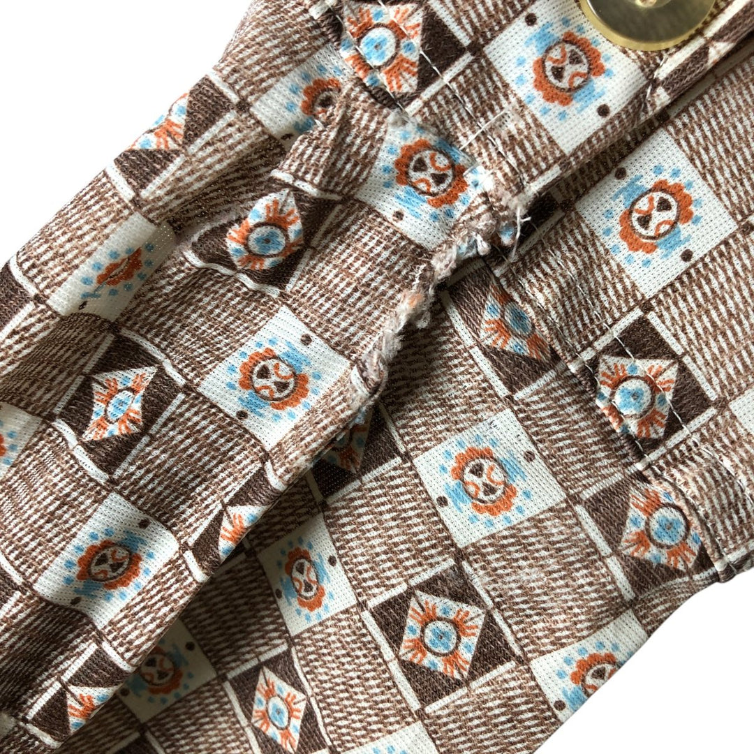 Vintage 1970'S Kmart all-over print long-sleeved shirt, size L, men's Triacetate brown type Vintage Second Hand