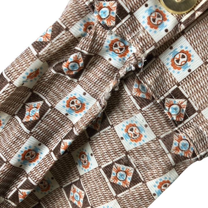 Vintage 1970'S Kmart all-over print long-sleeved shirt, size L, men's Triacetate brown type Vintage Second Hand