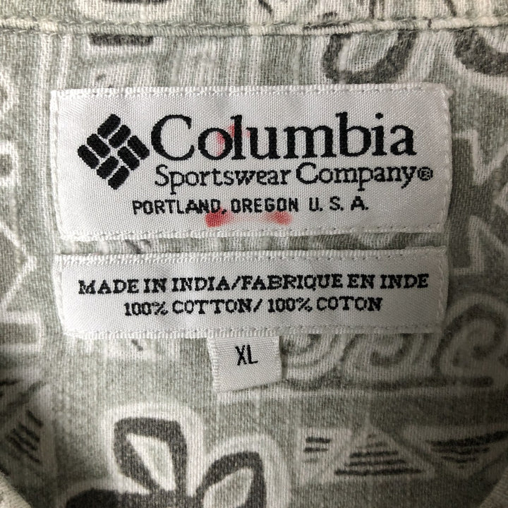 90s-00'S Vintage Columbia All-Over Print Open Collar Hawaiian Aloha Shirt, Box Shirt, Men's XL cotton gray type Vintage Second Hand