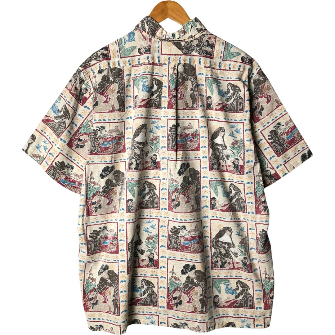 90'S Reyn Spooner Dietrich Varez All-Over Print Button-Down Hawaiian Aloha Shirt, Men's XL, Boxy Shirt cotton Beige type Vintage Second Hand