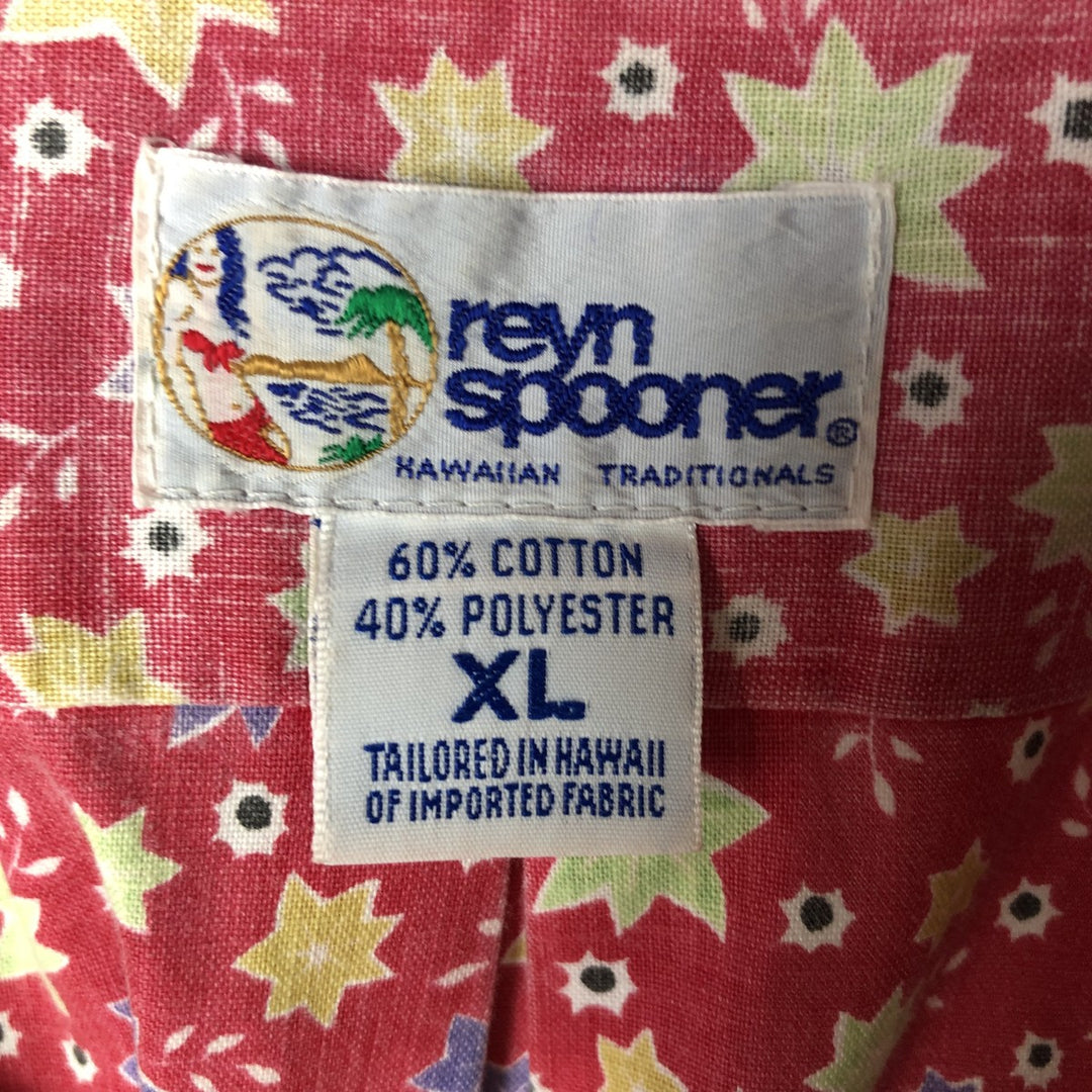 90'S Reyn Spooner Swimsuit Tag Print Button-Down Aloha Shirt, Made in Hawaii, Men's XL, Boxy Shirt, Pullover cotton red type Vintage Second Hand