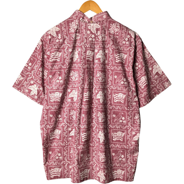Reyn Spooner Replica Gold Tag All-Over Print Lahaina Sailor Pullover Button-Down Hawaiian Aloha Shirt Box Shirt cotton pink type Vintage Second Hand