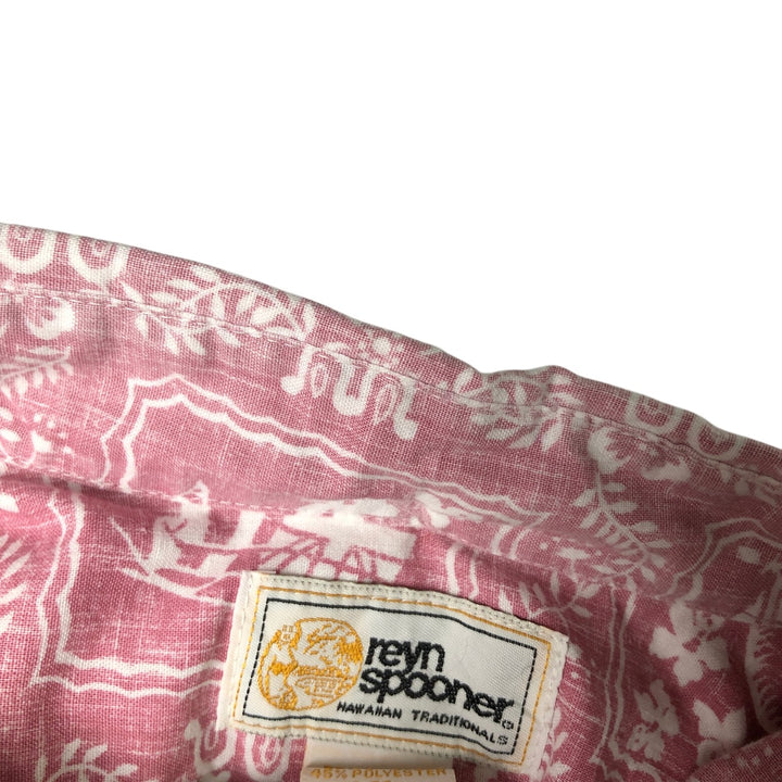 Reyn Spooner Replica Gold Tag All-Over Print Lahaina Sailor Pullover Button-Down Hawaiian Aloha Shirt Box Shirt cotton pink type Vintage Second Hand