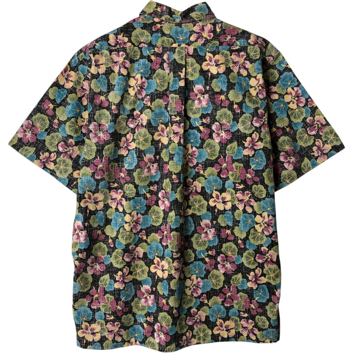 90'S Reyn Spooner all-over print pullover button-down Hawaiian aloha shirt, boxy, men's size S cotton black type Vintage Second Hand