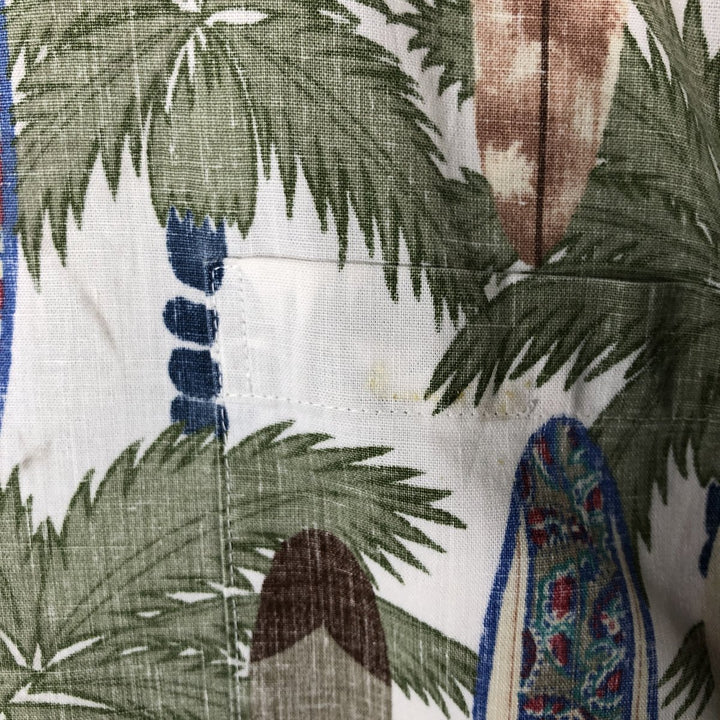 90'S Reyn Spooner all-over print pullover button-down Hawaiian aloha shirt, boxy, men's size M cotton beige type brown Vintage Second Hand