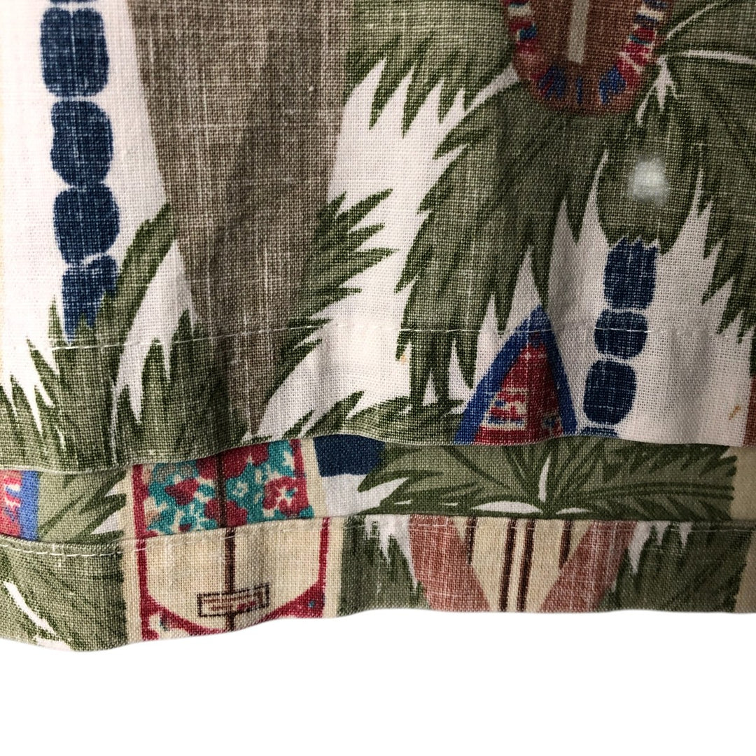 90'S Reyn Spooner all-over print pullover button-down Hawaiian aloha shirt, boxy, men's size M cotton beige type brown Vintage Second Hand