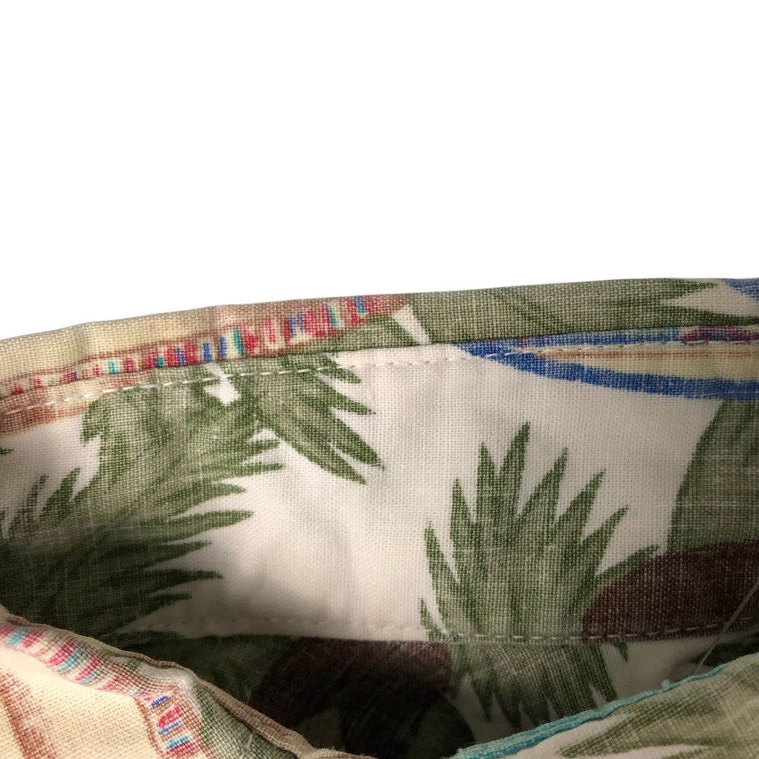 90'S Reyn Spooner all-over print pullover button-down Hawaiian aloha shirt, boxy, men's size M cotton beige type brown Vintage Second Hand