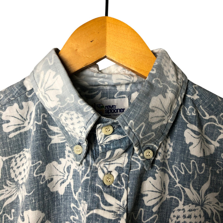 90'S Reyn Spooner Swimsuit Tag All-Over Print Pullover Button-Down Hawaiian Aloha Shirt Box Shirt Men's Medium cotton gray type Vintage Second Hand