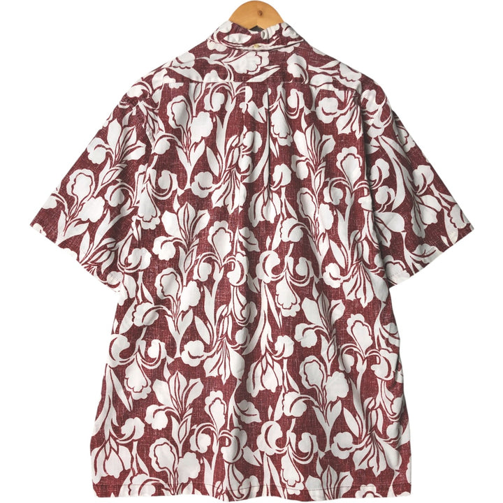 90'S Reyn Spooner Swimsuit Tag All-Over Print Pullover Button-Down Hawaiian Aloha Shirt Box Shirt Men's L Size cotton red type Vintage Second Hand