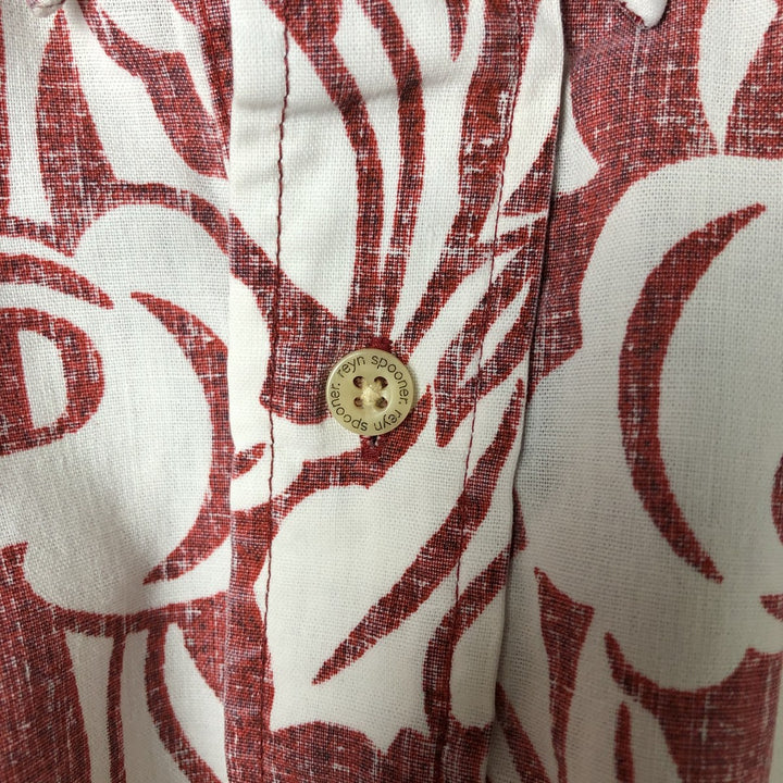 90'S Reyn Spooner Swimsuit Tag All-Over Print Pullover Button-Down Hawaiian Aloha Shirt Box Shirt Men's L Size cotton red type Vintage Second Hand