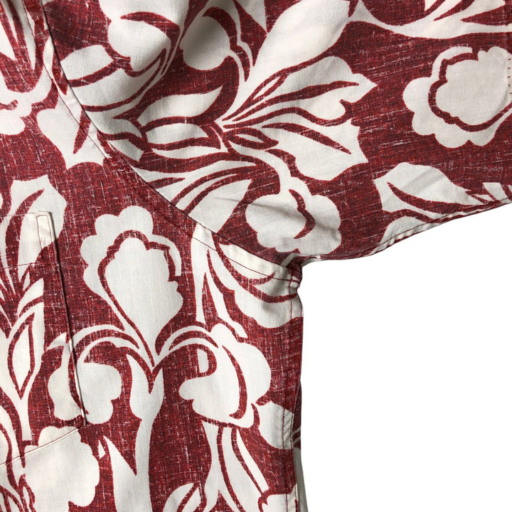 90'S Reyn Spooner Swimsuit Tag All-Over Print Pullover Button-Down Hawaiian Aloha Shirt Box Shirt Men's L Size cotton red type Vintage Second Hand