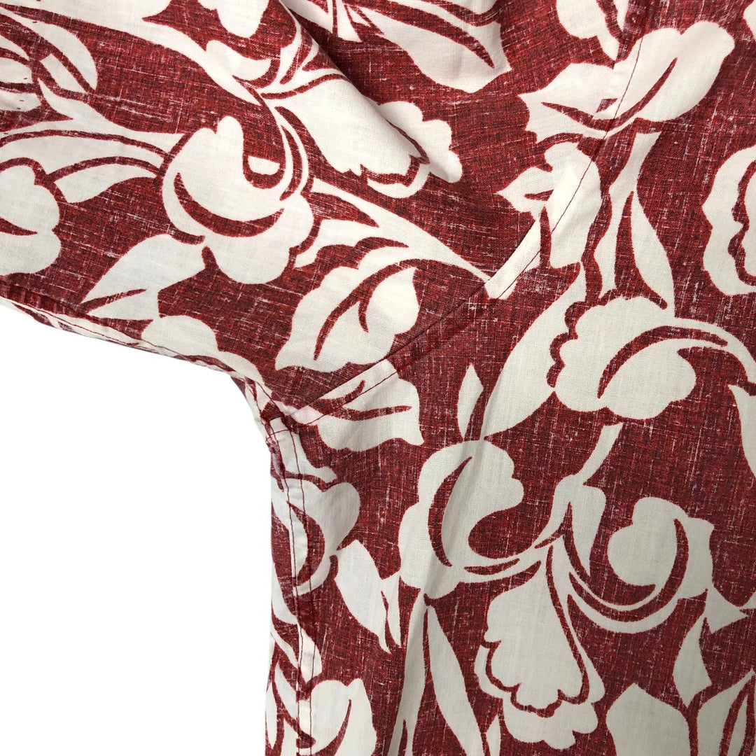 90'S Reyn Spooner Swimsuit Tag All-Over Print Pullover Button-Down Hawaiian Aloha Shirt Box Shirt Men's L Size cotton red type Vintage Second Hand