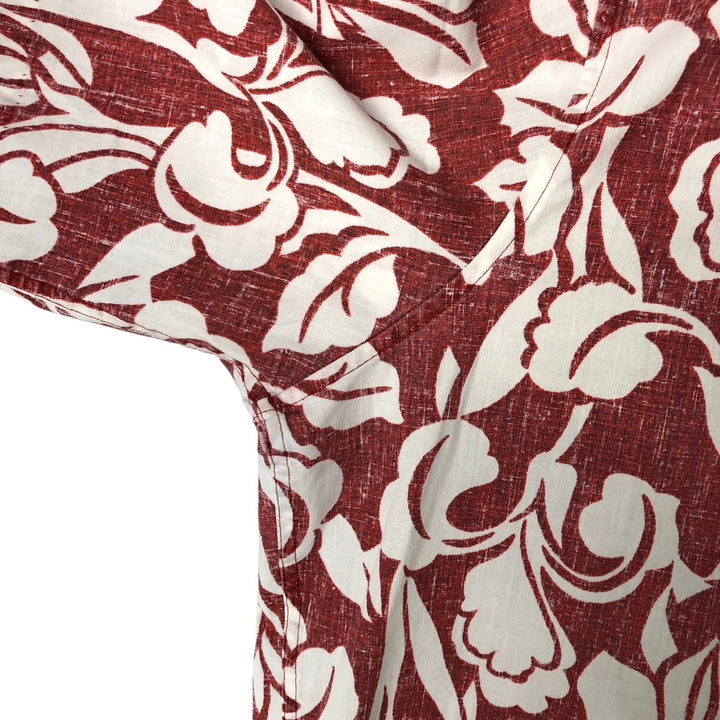 90'S Reyn Spooner Swimsuit Tag All-Over Print Pullover Button-Down Hawaiian Aloha Shirt Box Shirt Men's L Size cotton red type Vintage Second Hand