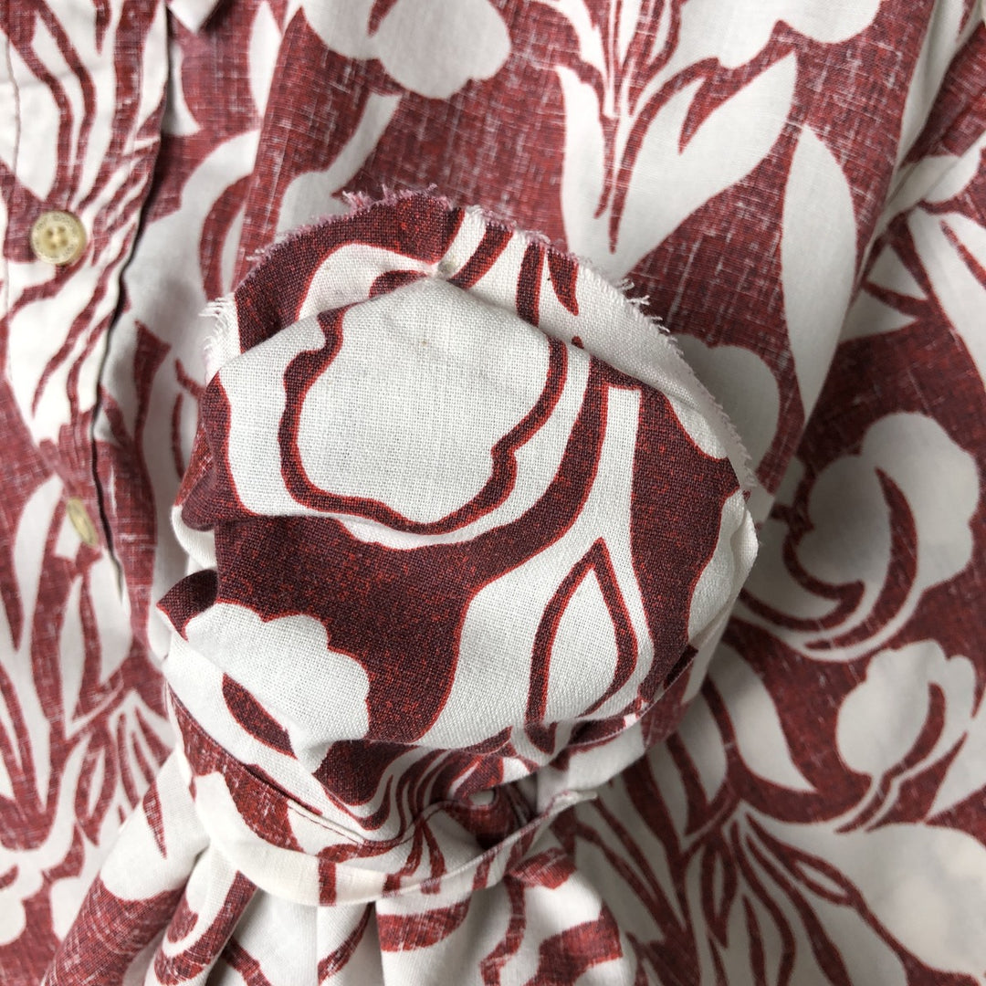 90'S Reyn Spooner Swimsuit Tag All-Over Print Pullover Button-Down Hawaiian Aloha Shirt Box Shirt Men's L Size cotton red type Vintage Second Hand