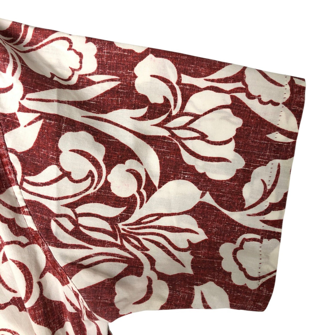 90'S Reyn Spooner Swimsuit Tag All-Over Print Pullover Button-Down Hawaiian Aloha Shirt Box Shirt Men's L Size cotton red type Vintage Second Hand
