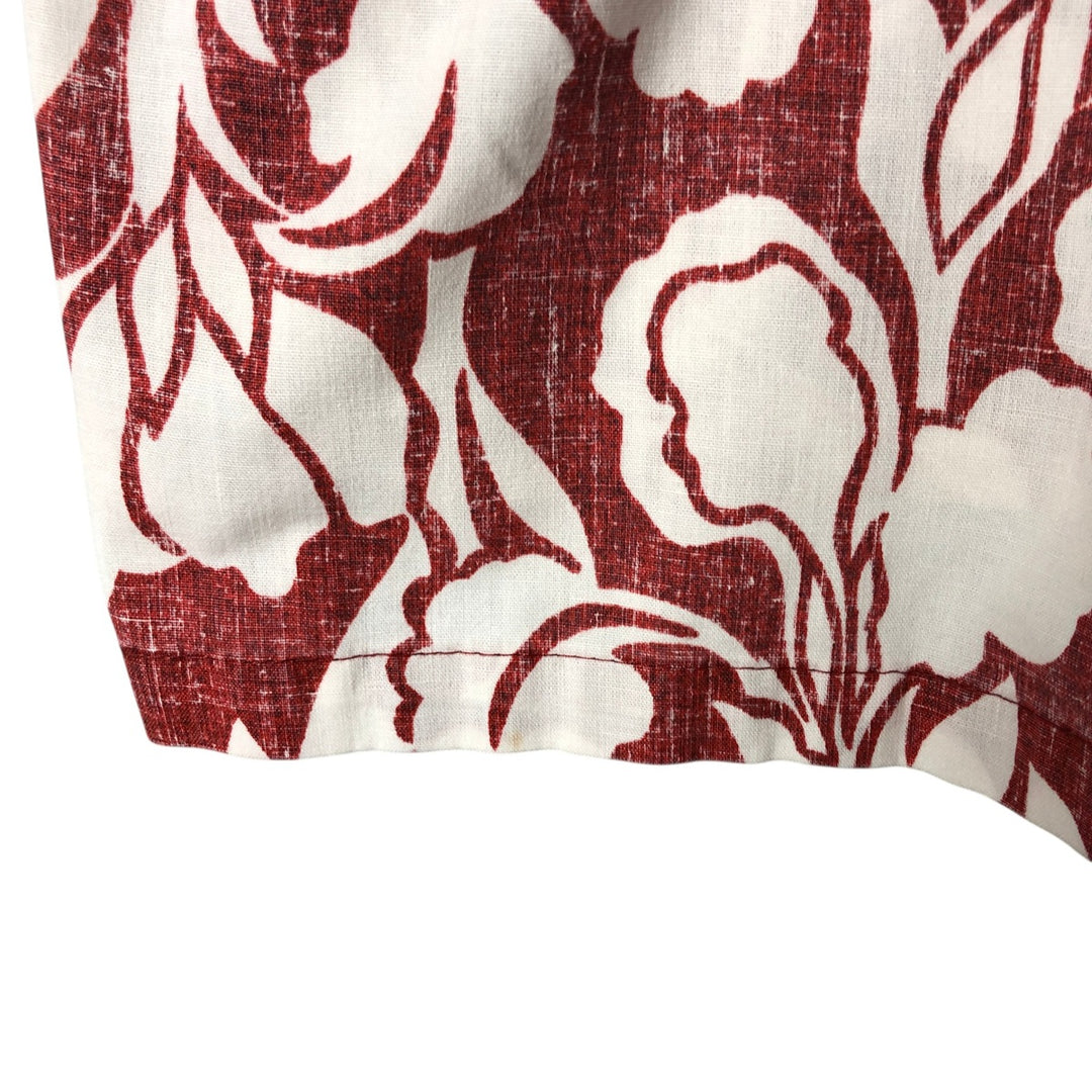 90'S Reyn Spooner Swimsuit Tag All-Over Print Pullover Button-Down Hawaiian Aloha Shirt Box Shirt Men's L Size cotton red type Vintage Second Hand