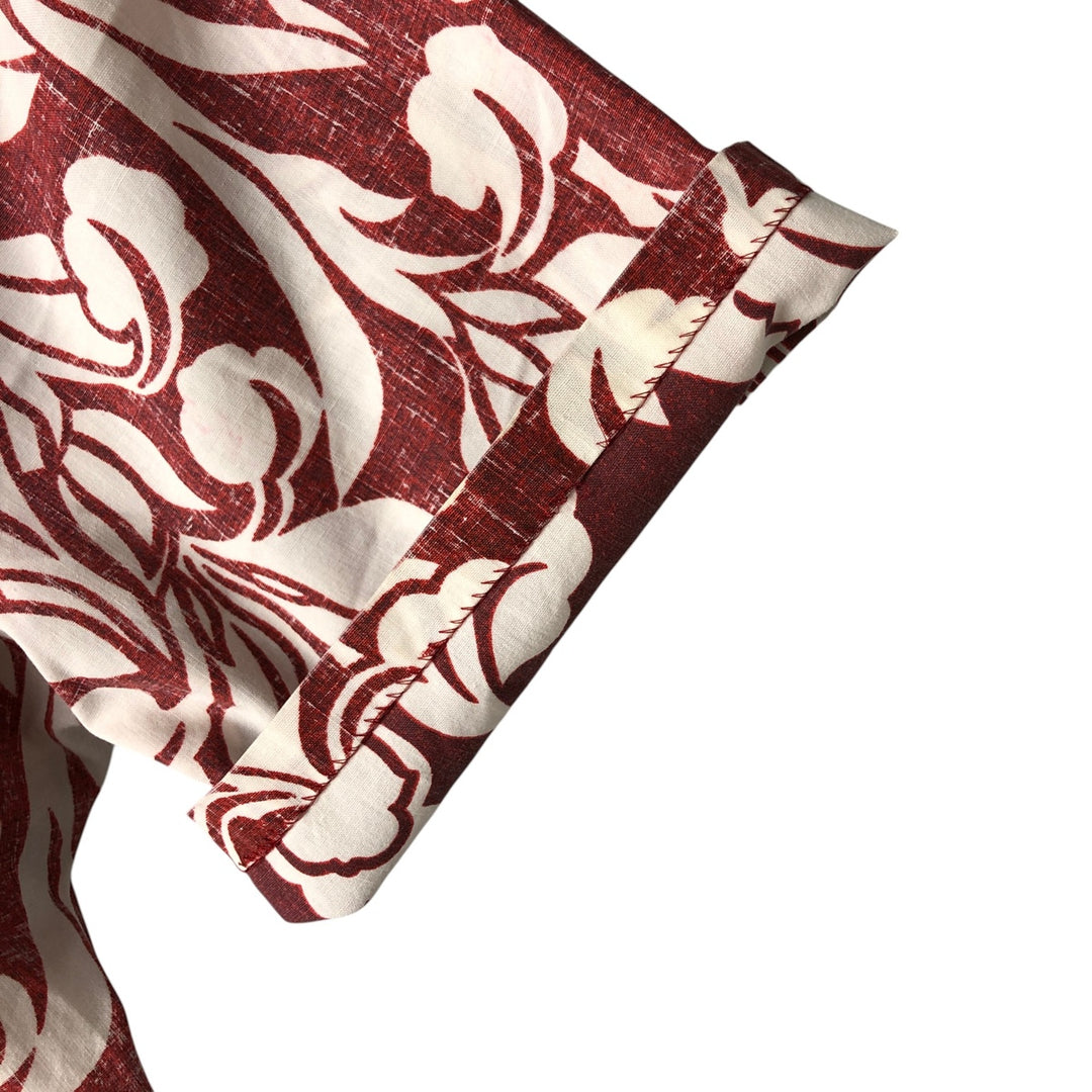 90'S Reyn Spooner Swimsuit Tag All-Over Print Pullover Button-Down Hawaiian Aloha Shirt Box Shirt Men's L Size cotton red type Vintage Second Hand