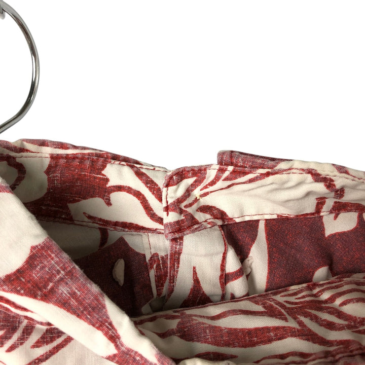 90'S Reyn Spooner Swimsuit Tag All-Over Print Pullover Button-Down Hawaiian Aloha Shirt Box Shirt Men's L Size cotton red type Vintage Second Hand