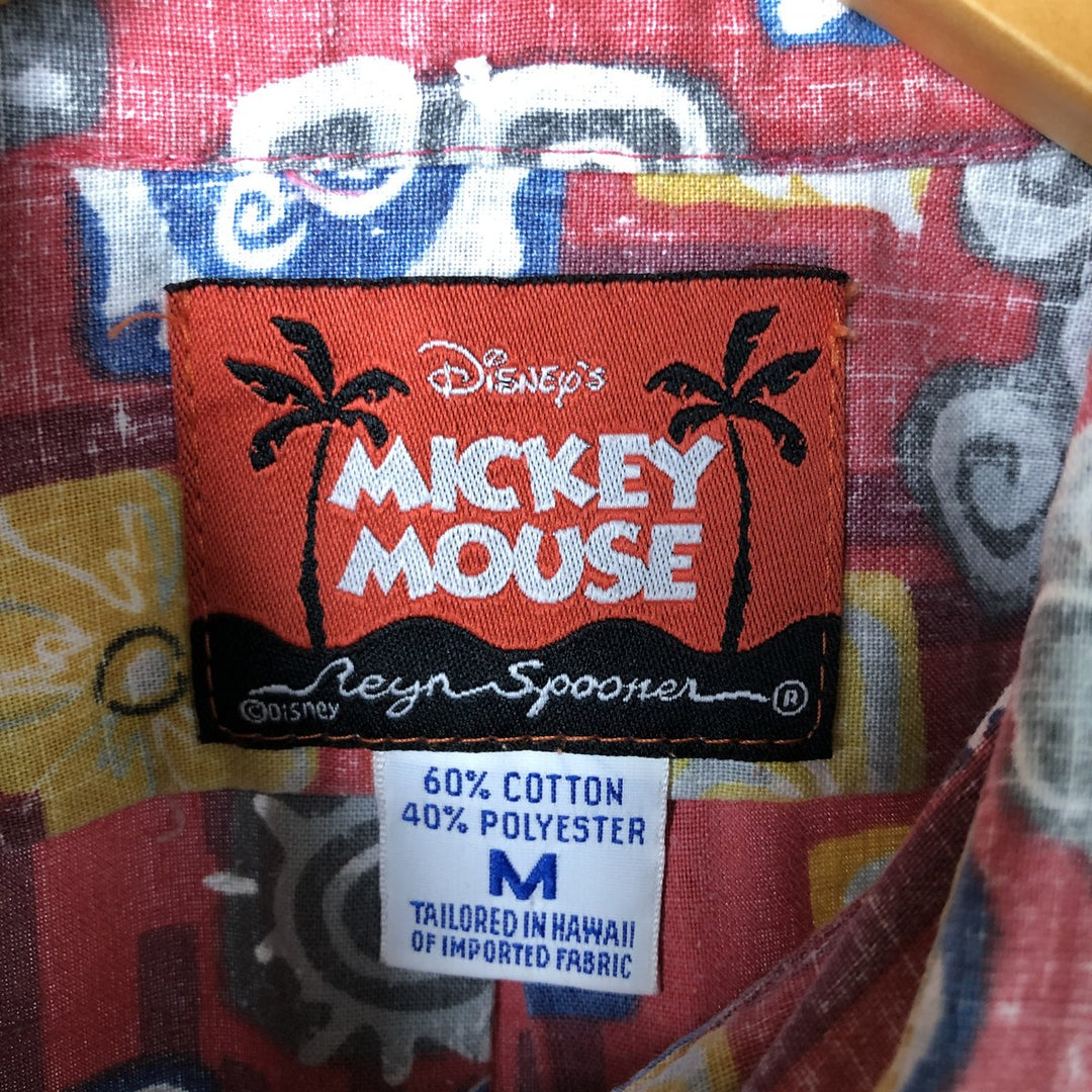 Reyn Spooner Mickey Mouse All-Over Print Pullover Button-Down Hawaiian Aloha Shirt, Boxy Shirt, Men's Medium cotton red type Vintage Second Hand
