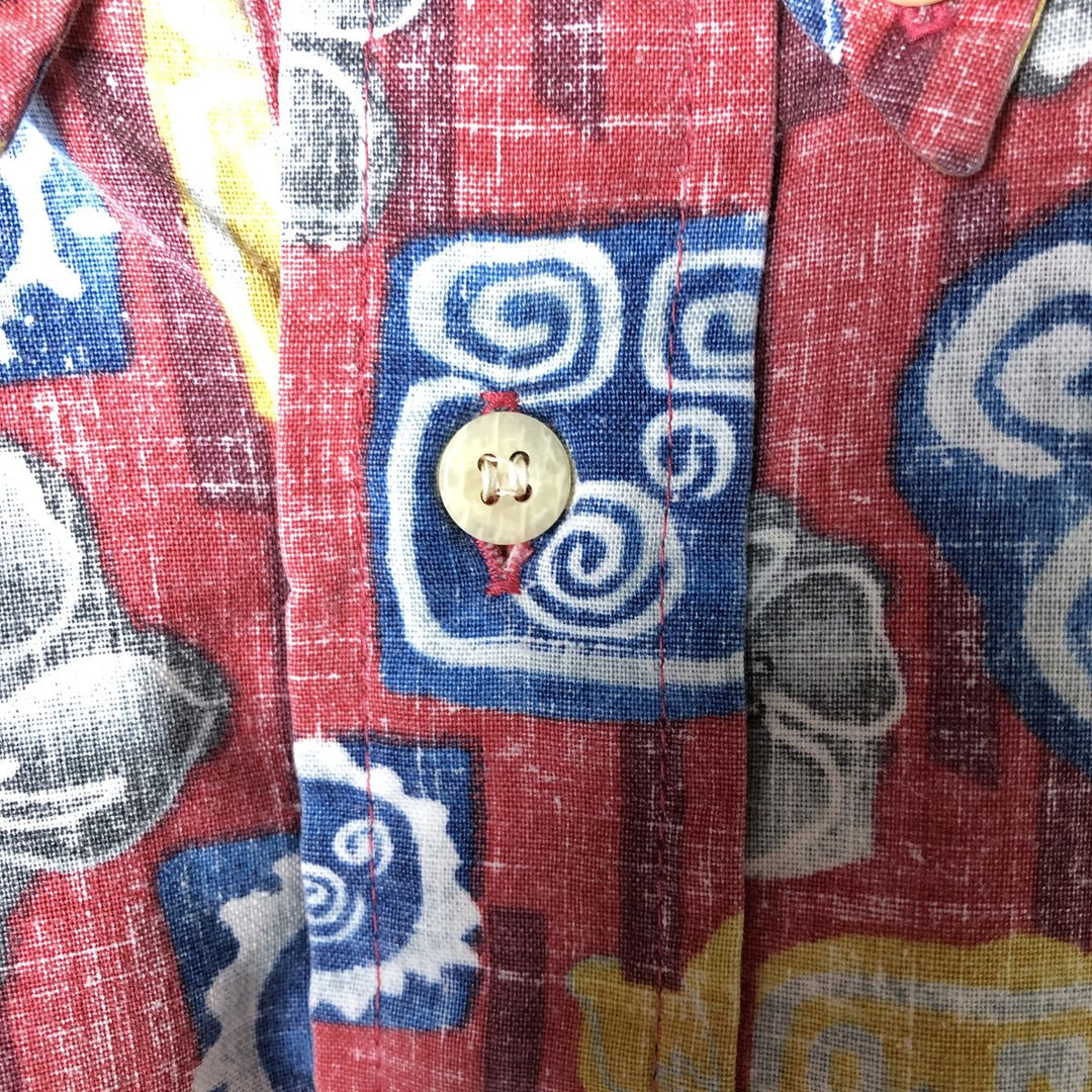 Reyn Spooner Mickey Mouse All-Over Print Pullover Button-Down Hawaiian Aloha Shirt, Boxy Shirt, Men's Medium cotton red type Vintage Second Hand