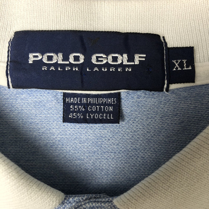 Ralph Lauren POLO GOLF Men's XL Open-Front Short Sleeve Polo Shirt cotton Blue type light blue Vintage Second Hand