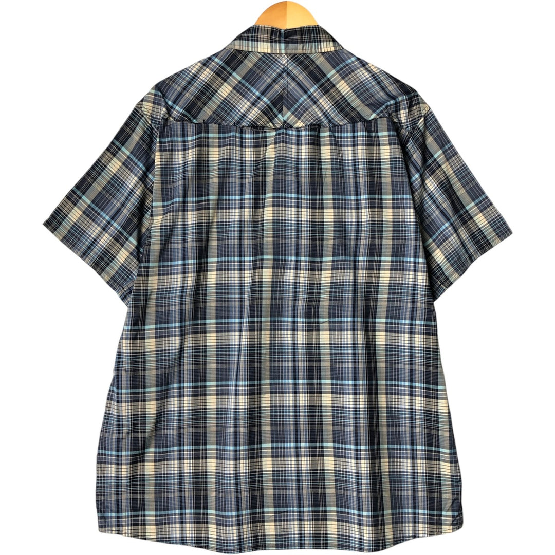 Patagonia 54025SP18 Check Pattern Short Sleeve Western Shirt, Men's XL polyester navy blue type Vintage Second Hand