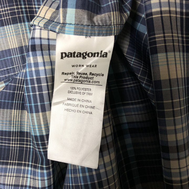 Patagonia 54025SP18 Check Pattern Short Sleeve Western Shirt, Men's XL polyester navy blue type Vintage Second Hand