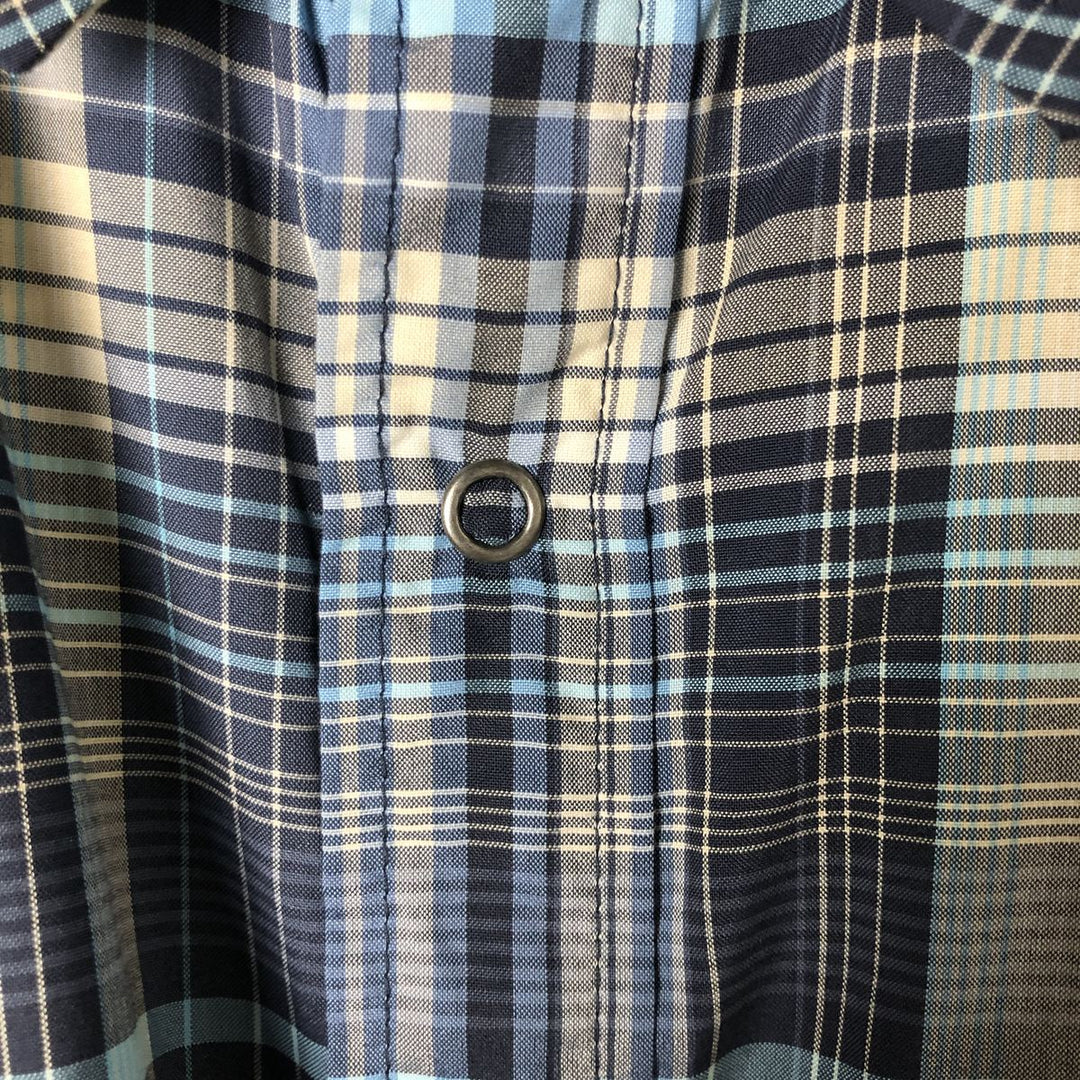 Patagonia 54025SP18 Check Pattern Short Sleeve Western Shirt, Men's XL polyester navy blue type Vintage Second Hand