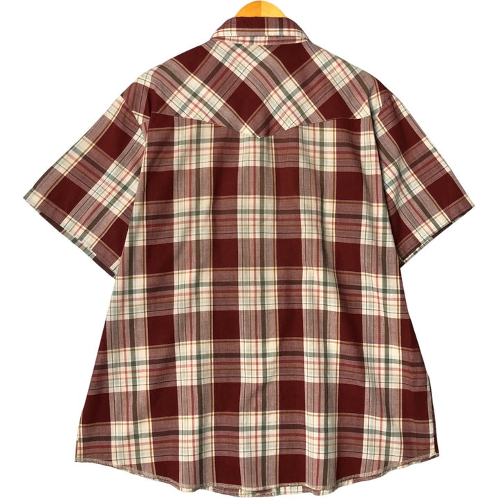 Vintage 80s-90'S Wrangler Check Pattern Short Sleeve Western Shirt, Men's Size Medium unclear burgundy type Vintage Second Hand