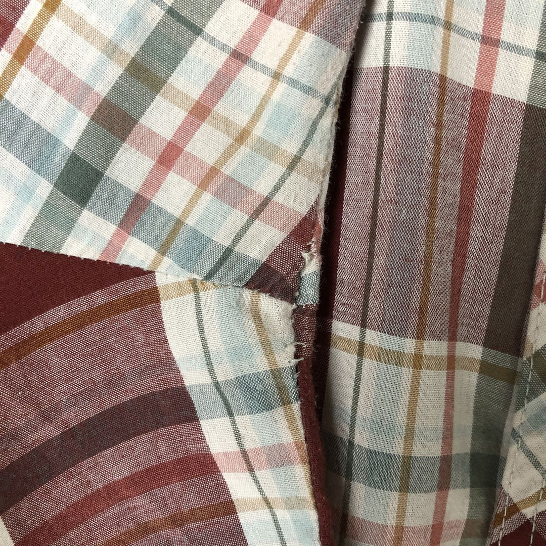 Vintage 80s-90'S Wrangler Check Pattern Short Sleeve Western Shirt, Men's Size Medium unclear burgundy type Vintage Second Hand