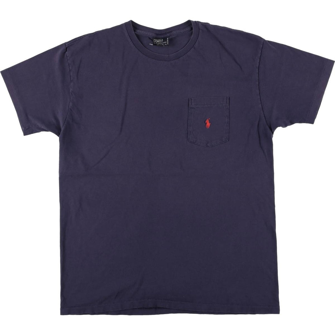Ralph Lauren POLO by Ralph Lauren Short Sleeve Logo Pocket T-Shirt, Made in USA, Men's Size Medium cotton navy blue type Vintage Second Hand