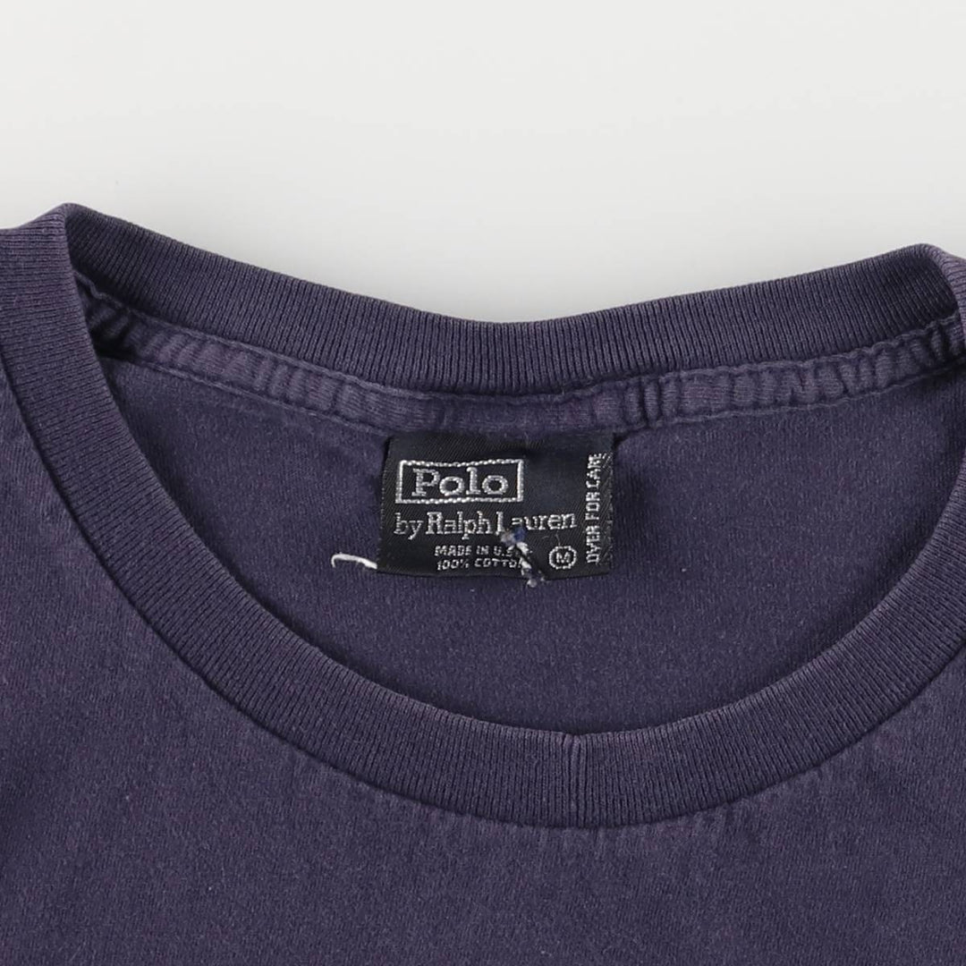 Ralph Lauren POLO by Ralph Lauren Short Sleeve Logo Pocket T-Shirt, Made in USA, Men's Size Medium cotton navy blue type Vintage Second Hand