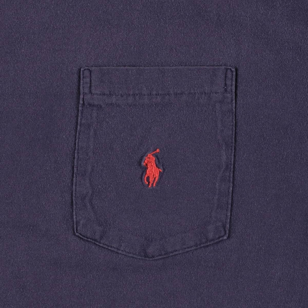 Ralph Lauren POLO by Ralph Lauren Short Sleeve Logo Pocket T-Shirt, Made in USA, Men's Size Medium cotton navy blue type Vintage Second Hand