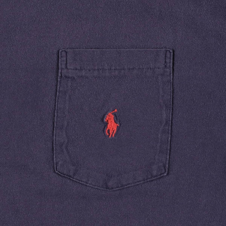 Ralph Lauren POLO by Ralph Lauren Short Sleeve Logo Pocket T-Shirt, Made in USA, Men's Size Medium cotton navy blue type Vintage Second Hand