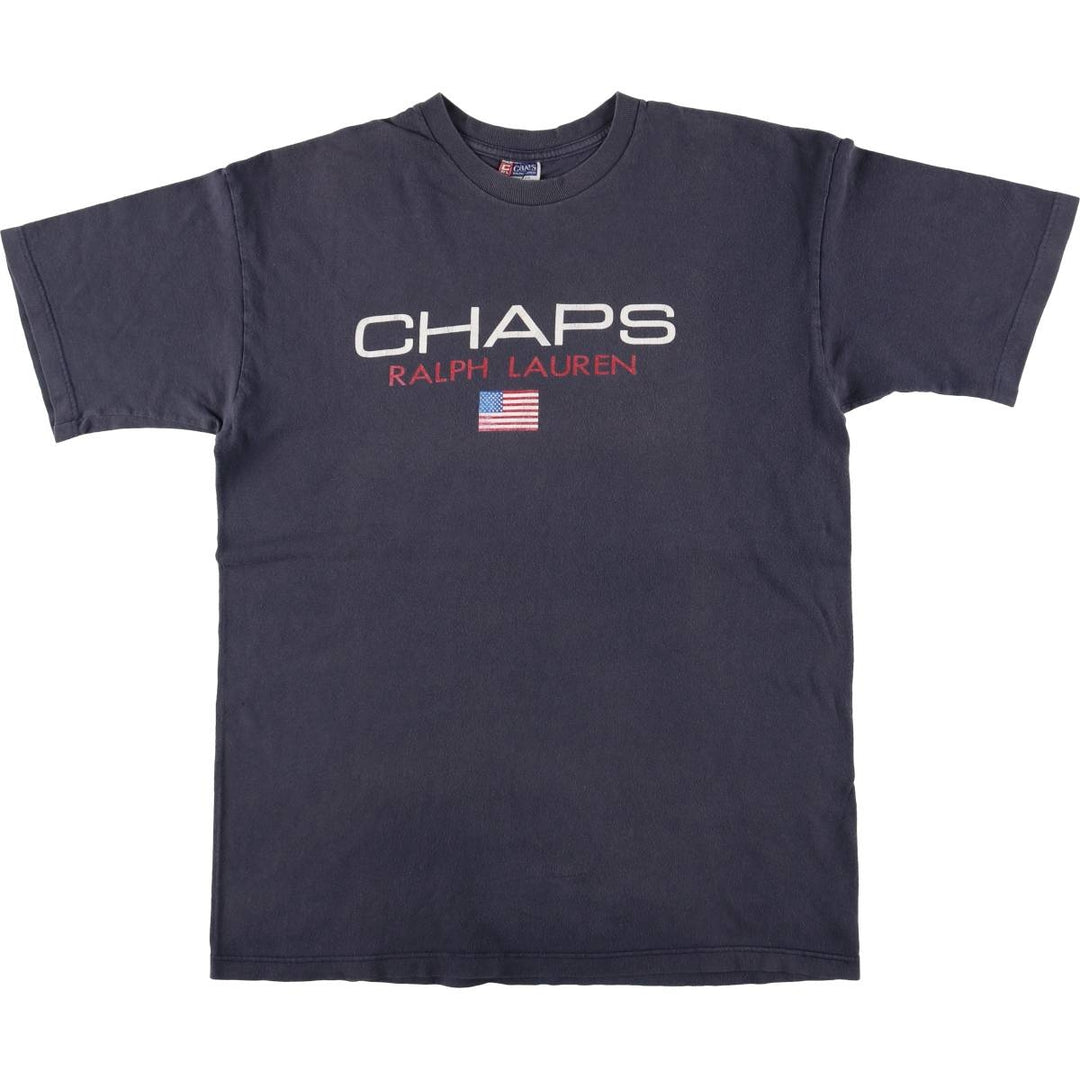 Vintage 90'S Ralph Lauren CHAPS Stars and Stripes Short Sleeve Logo T-Shirt, Men's Size Medium cotton navy blue type Vintage Second Hand