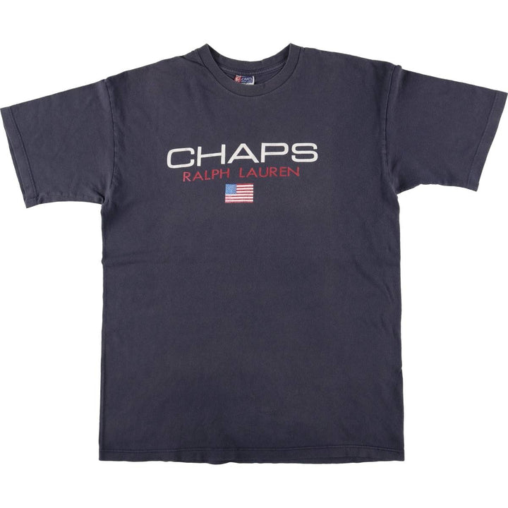 Vintage 90'S Ralph Lauren CHAPS Stars and Stripes Short Sleeve Logo T-Shirt, Men's Size Medium cotton navy blue type Vintage Second Hand