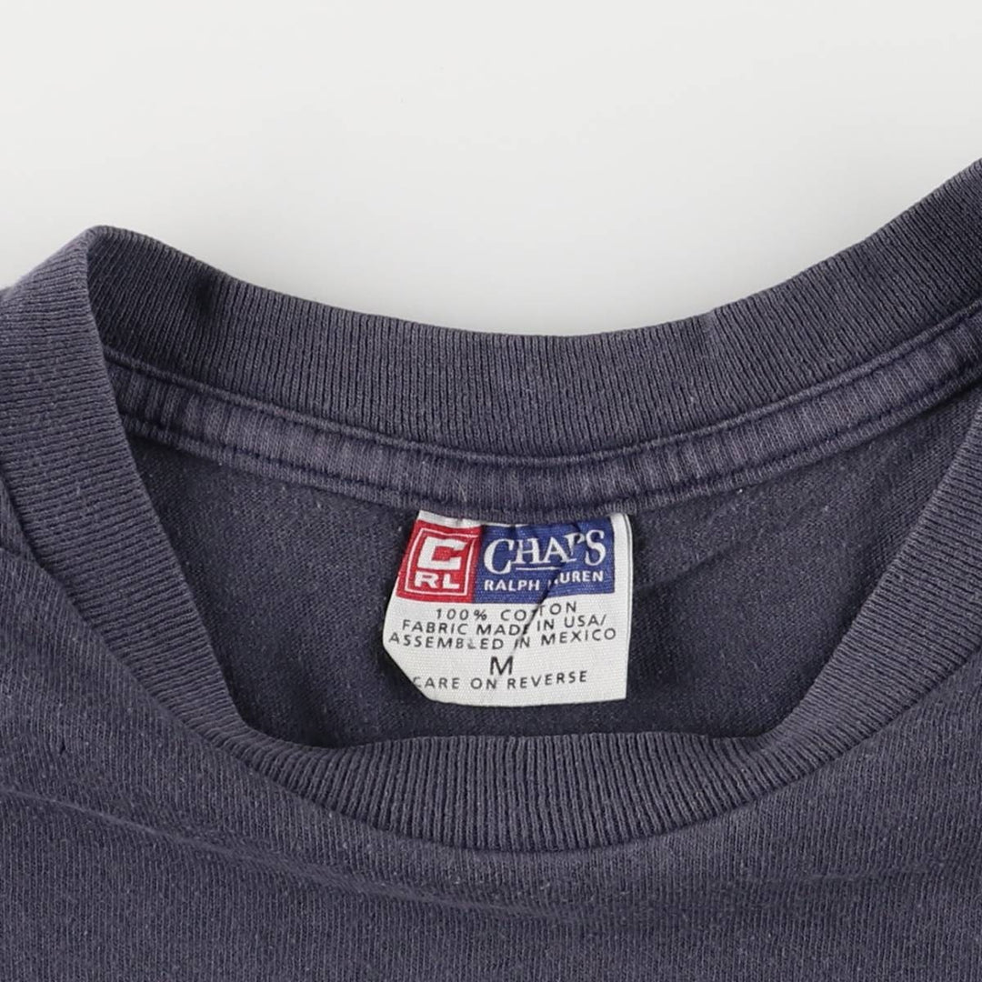 Vintage 90'S Ralph Lauren CHAPS Stars and Stripes Short Sleeve Logo T-Shirt, Men's Size Medium cotton navy blue type Vintage Second Hand