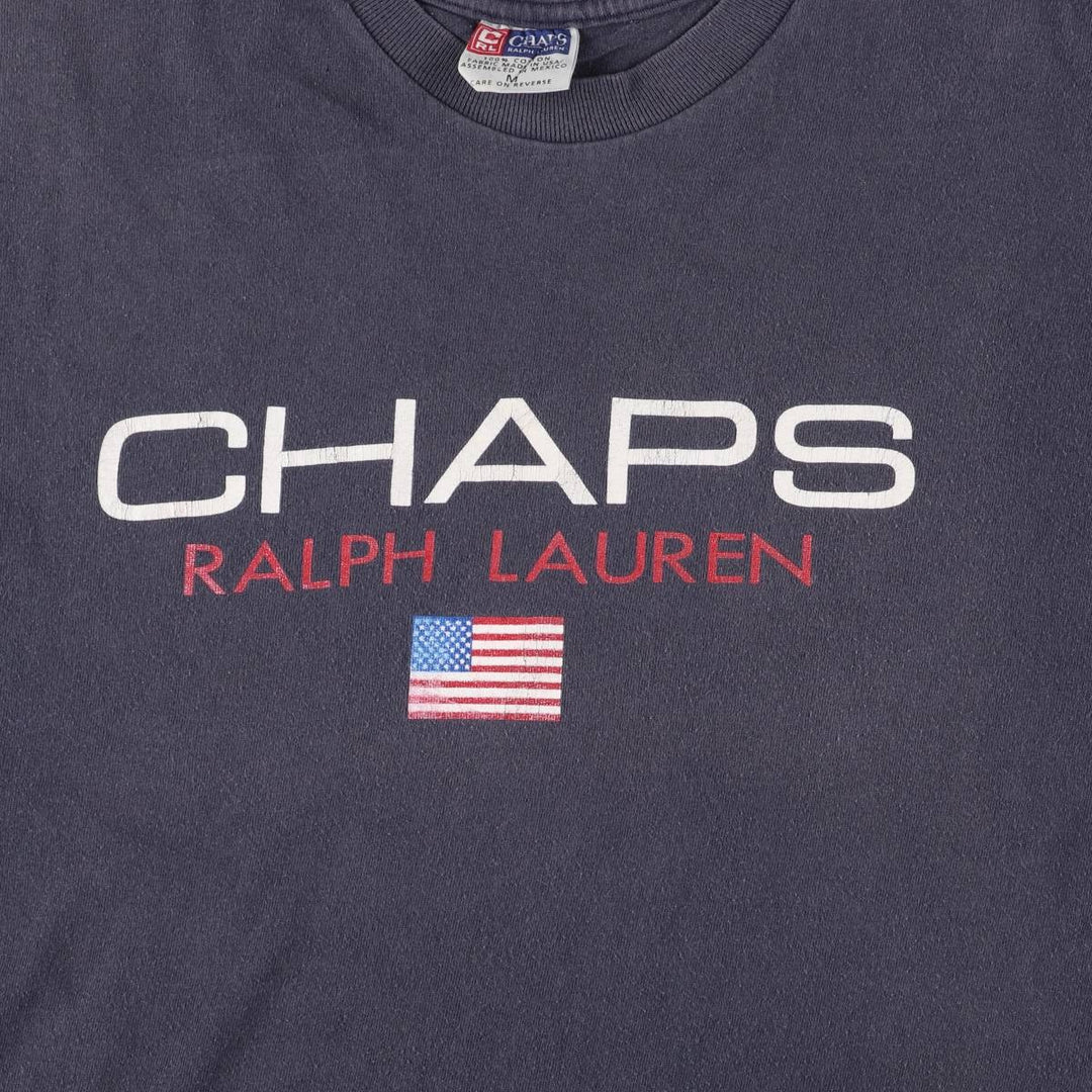 Vintage 90'S Ralph Lauren CHAPS Stars and Stripes Short Sleeve Logo T-Shirt, Men's Size Medium cotton navy blue type Vintage Second Hand
