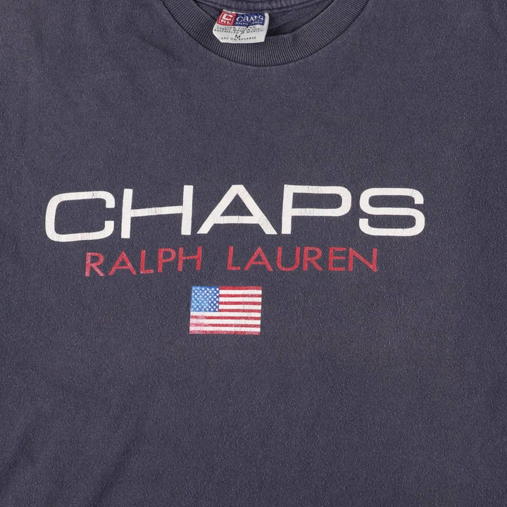 Vintage 90'S Ralph Lauren CHAPS Stars and Stripes Short Sleeve Logo T-Shirt, Men's Size Medium cotton navy blue type Vintage Second Hand