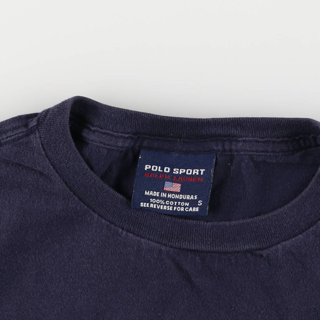 Ralph Lauren POLO SPORT RALPH LAUREN short-sleeved logo T-shirt, men's size S cotton navy blue type Vintage Second Hand