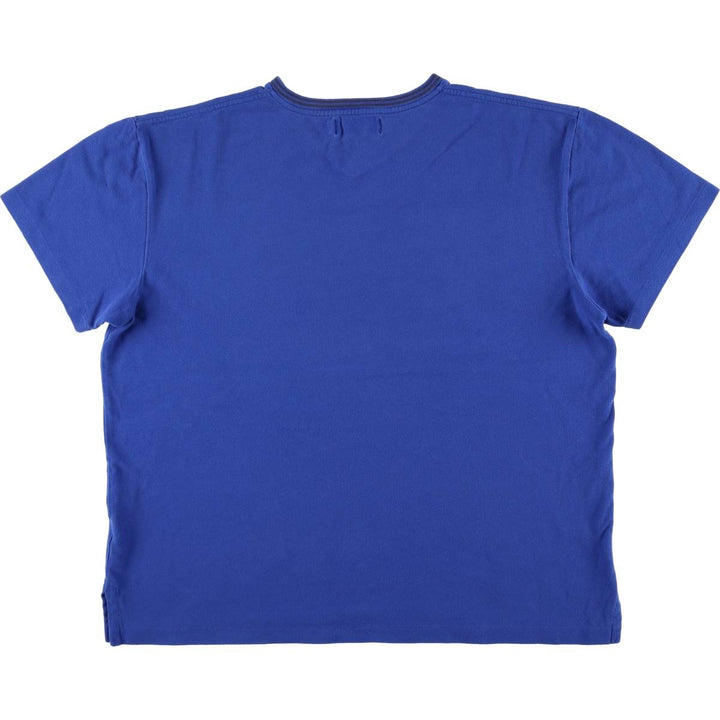 Ralph Lauren POLO by Ralph Lauren V-neck pique short-sleeve one-point logo T-shirt, men's size L cotton blue type Vintage Second Hand