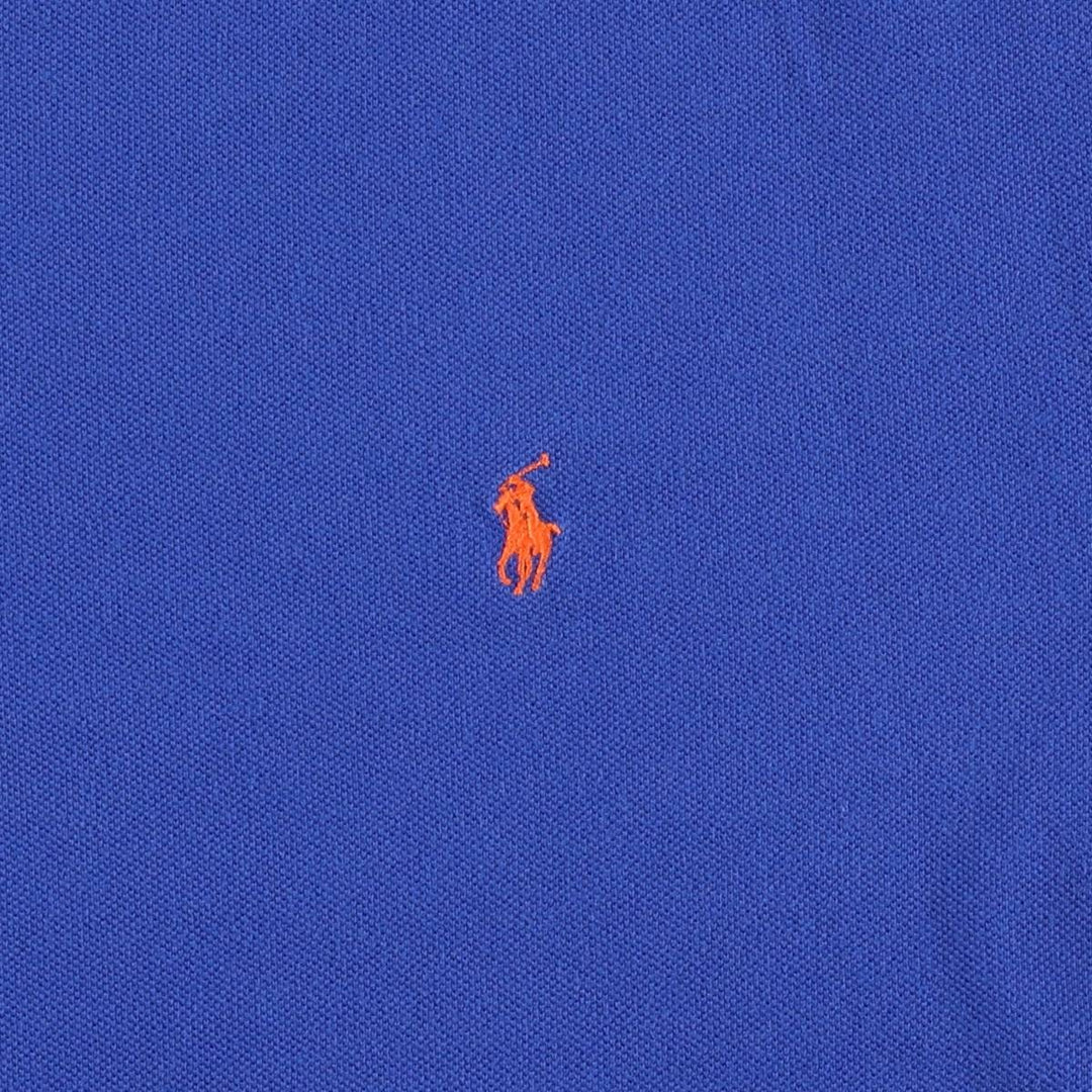 Ralph Lauren POLO by Ralph Lauren V-neck pique short-sleeve one-point logo T-shirt, men's size L cotton blue type Vintage Second Hand