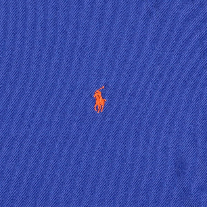 Ralph Lauren POLO by Ralph Lauren V-neck pique short-sleeve one-point logo T-shirt, men's size L cotton blue type Vintage Second Hand