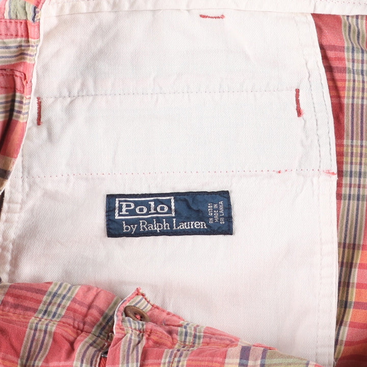 Ralph Lauren POLO by Ralph Lauren tartan cotton shorts, men's size W35. cotton red type Vintage Second Hand
