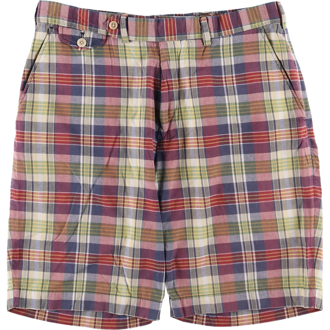 Ralph Lauren POLO GOLF tartan cotton shorts, men's size W34. cotton red type Vintage Second Hand